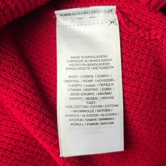Ralph Lauren - Thermal Knit Cowl Neck Red Sweater - 100% Cotton (Size: M) - Picture 6 of 7